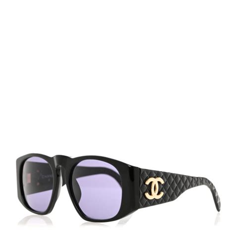 CHANEL Acetate Quilted Sunglasses 01450 Black